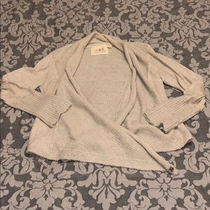 Anthropologie Grey Wrap Sweater